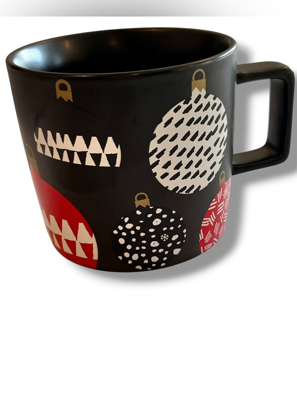 2016 Starbucks Black Matte Christmas Ornament 14 oz Ceramic Coffee Mug Spell Out